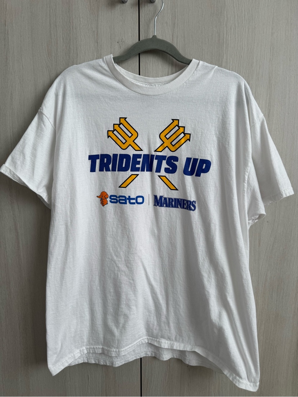 Seattle Mariners White Tee with Navy & Gold Team Print